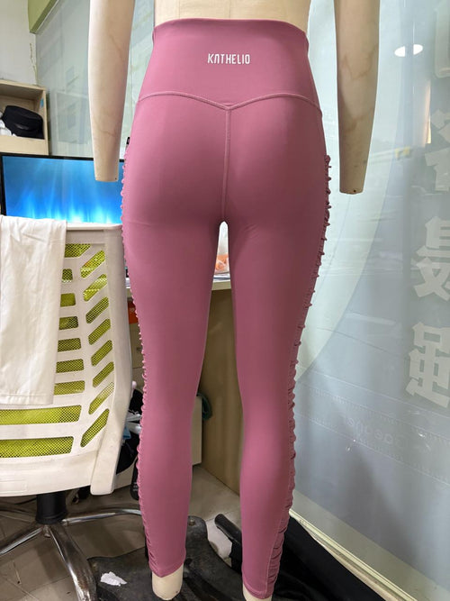 SculptFit High-Waist Scrunch Leggings – Mauve Pink