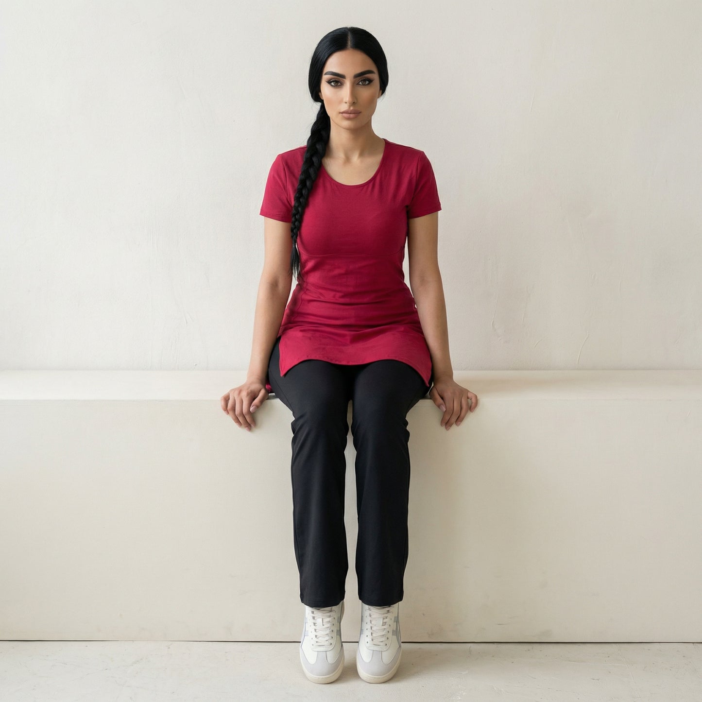 Red CrissCross Longline Sports Top