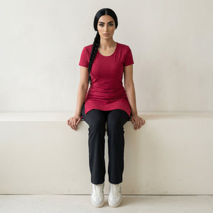 Red CrissCross Longline Sports Top